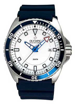 Aquanaut Dive watch white dial with date Screw down crown Rotating bezel 200 meter's water resistant blue P.U strapt