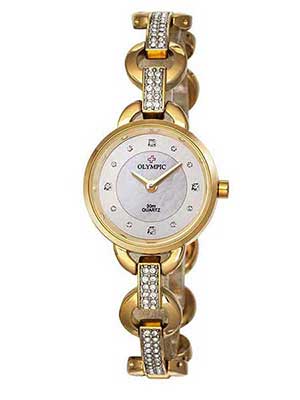 Olympic ladies Gold plated stone set dress watch