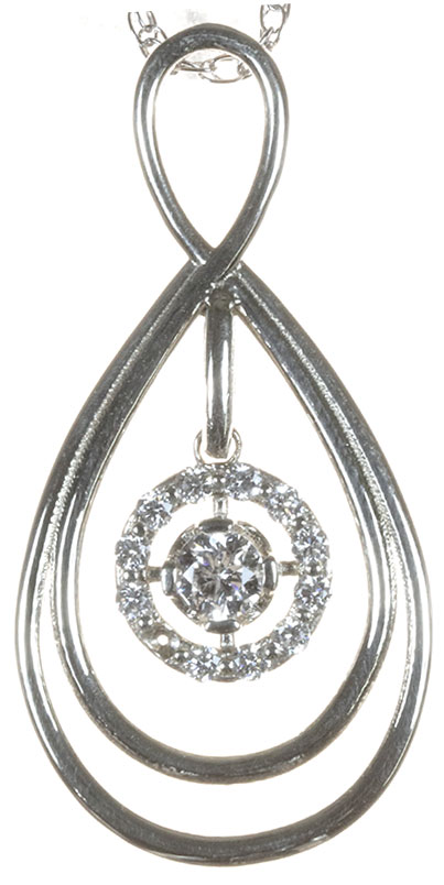 9ct white gold double tier pendant set with a halo of Lab diamonds double tier pendant set with a lab diamond halo