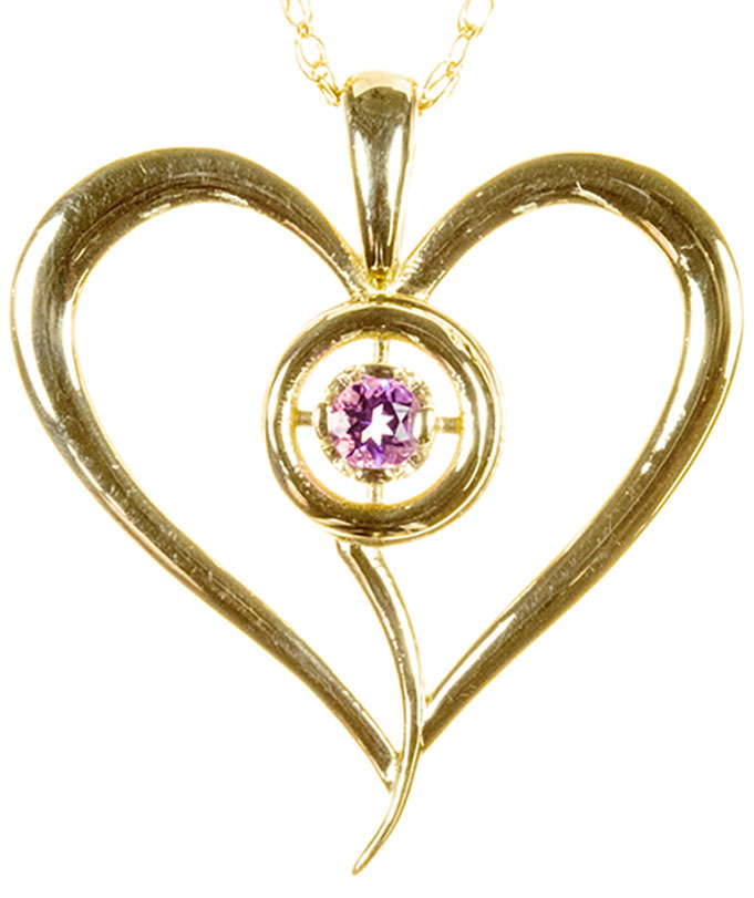 9ct yellow heart with Pink topaz