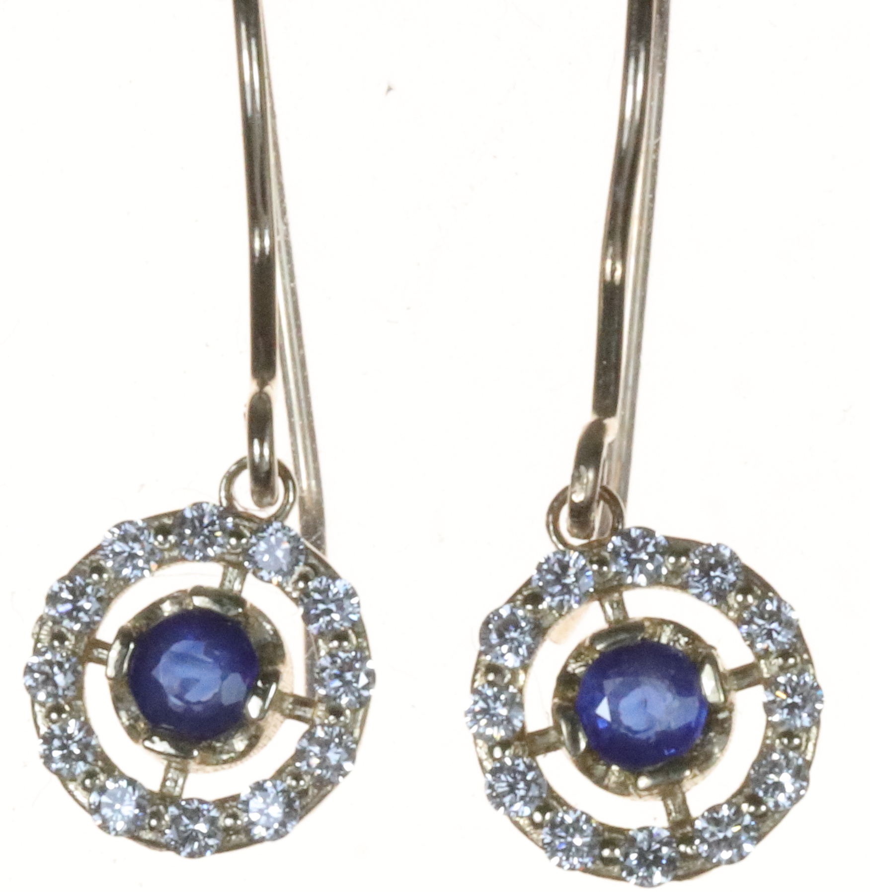 9ct yellow gold lab diamonds and sapphire drop earrings Round halo drop earrings