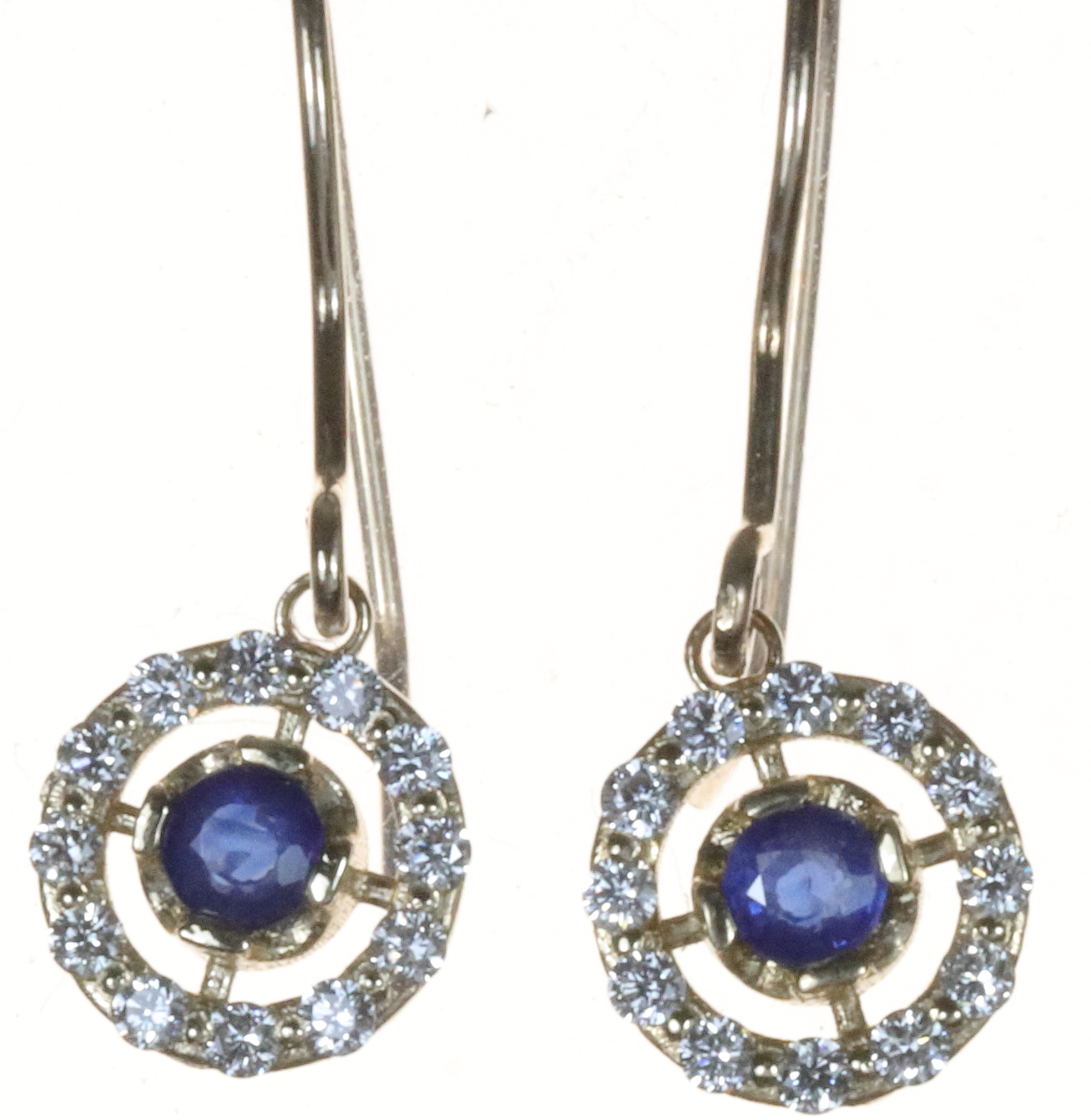 Round halo drop earrings