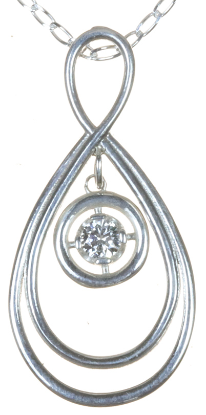 9ct white gold double tier pendant set with Lab diamond double tier pendant