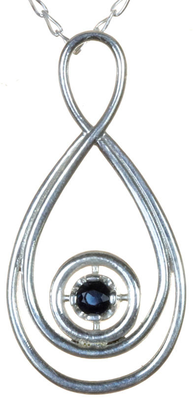 9ct white gold double tier pendant set with sapphire 2 tier pendant with sapphire