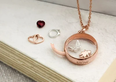 Stow Medium Rose Gold Locket with Charms
