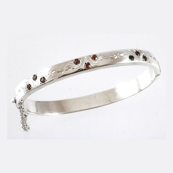Sob131 Sterling Silver Genuine Garnet Tennis Bracelet
